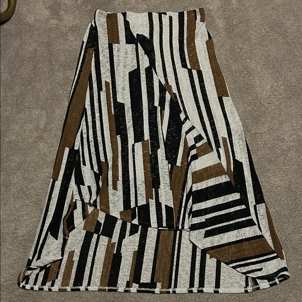 Chico's Asymmetrical Skirt - Black, White, Brown
